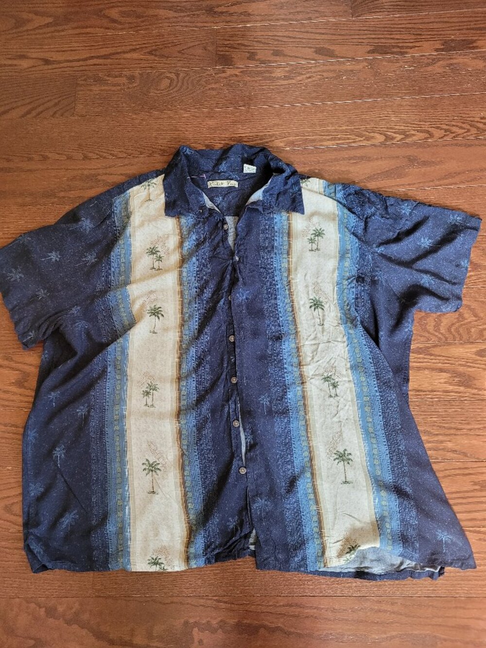 Batik Bay Hawaiian Shirt Men's Sz 3XB Palm Trees Beach Short Sleeve Rayon Bottom